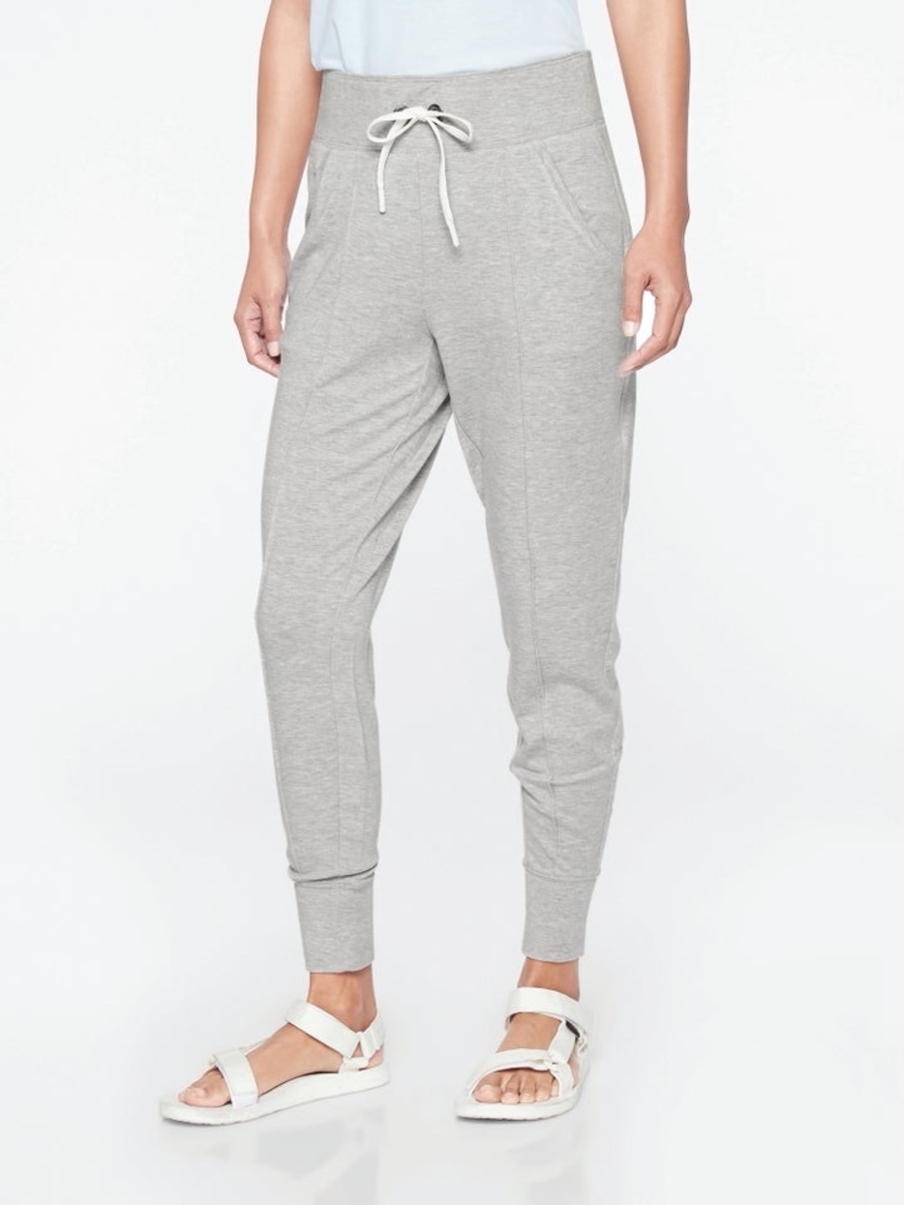 Athleta Women's Light Gray Jogger Pants with Drawstring Waist Size Small